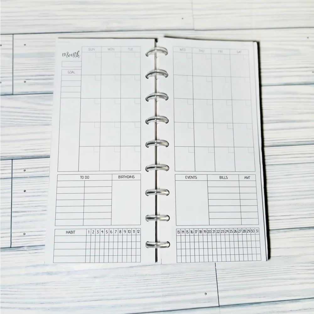 Skinny classic Happy Planner Inserts monthly Layout